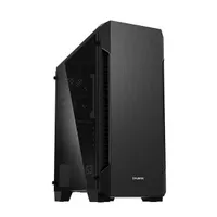 ZALMAN S3 TG közép-torony fekete edzett üveg ATX 424x196x462 mm 3x elől 1x hátul 7 bővítőhely 2x3,5 2x2,5 USB 3.0 fejhallgató és mikrofon táp nélkül