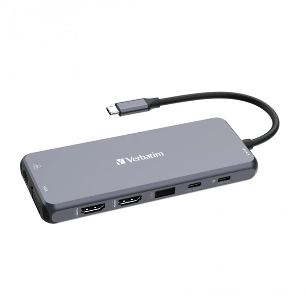 Verbatim 32154 CMH-14 USB-C Pro Multiport Hub 5x USB-A 2x USB-C (1 PD) 2x HDMI VGA Gigabit LAN SD MicroSD #1