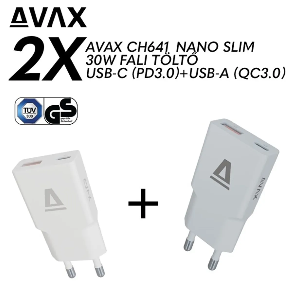 AVAX AVAX_CH6411 CH641W CH641LB 30W GaN USB-C USB-A gyorstöltő #1