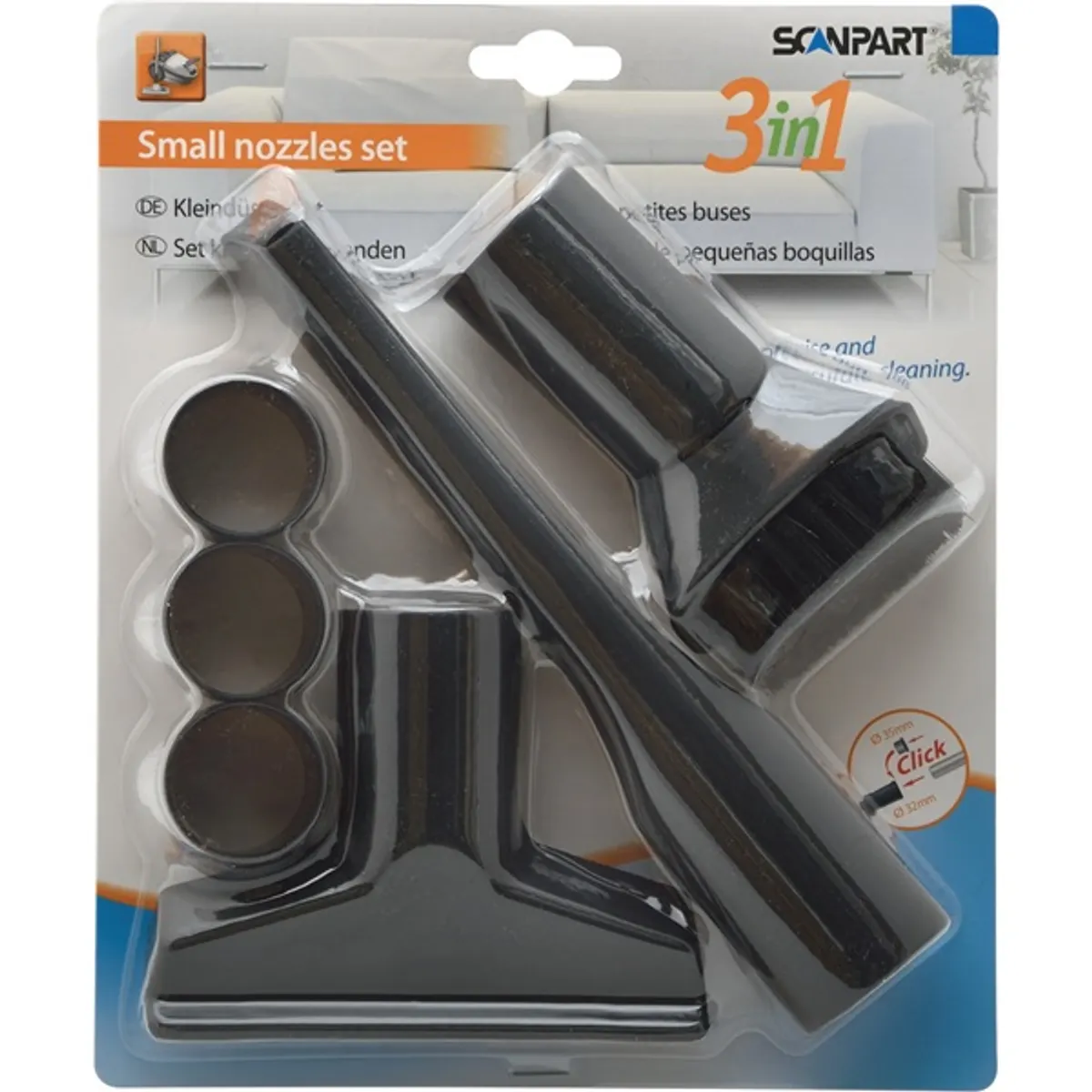 Scanpart 1190000112 Univerzális mini szívófej szett fekete 32 mm adapter univerzális kompatibilitás 1 db #1