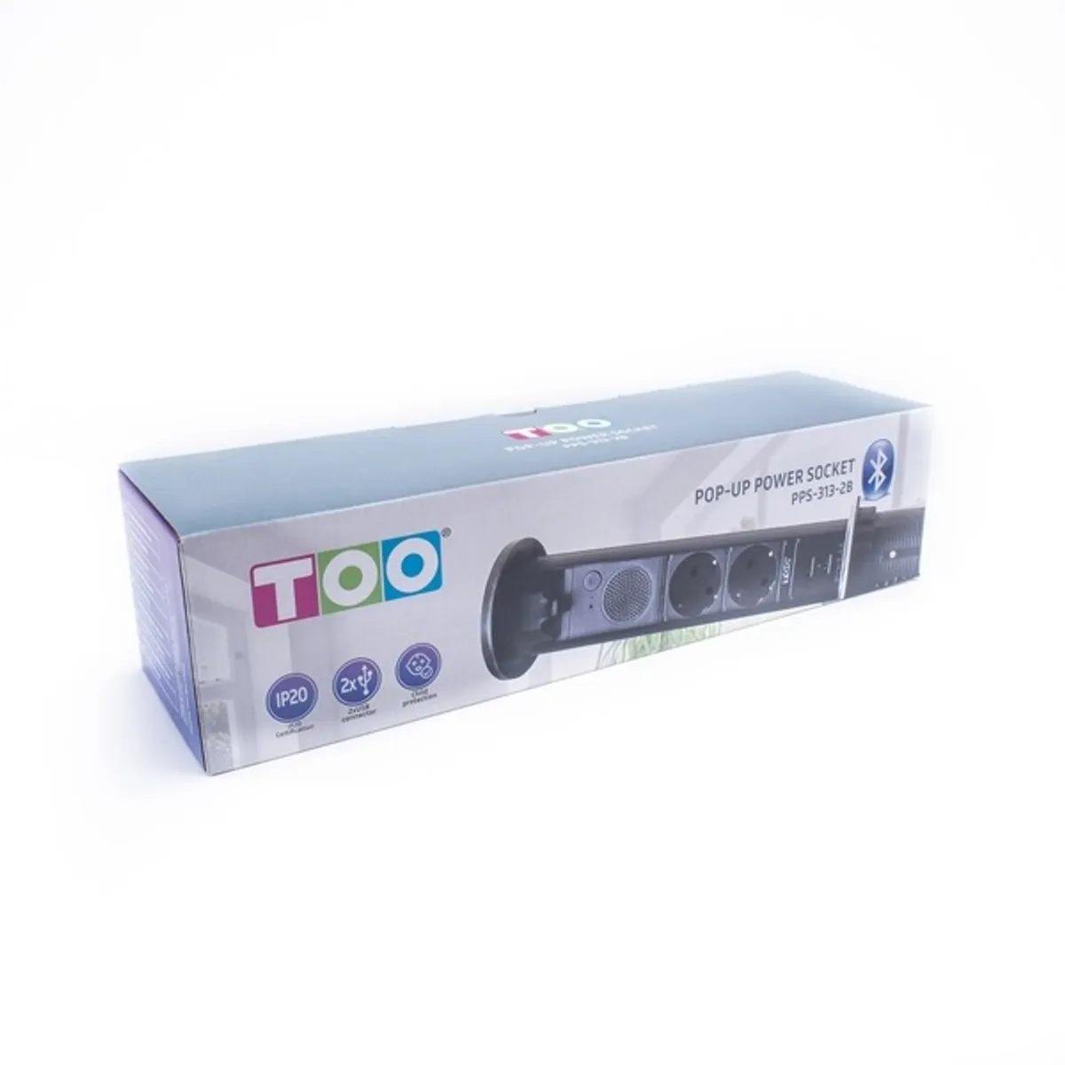 TOO PPS-313-2B Beépíthető elosztó 2x Schuko, 2x USB-A, IP20, 1.8 m, fekete #3