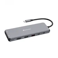 Verbatim 32153 CMH-13 13-portos USB-C Pro multiport hub USB-C bemenet, HDMI 2 db, DP 1 db, USB-A 8 db, RJ-45 gigabit