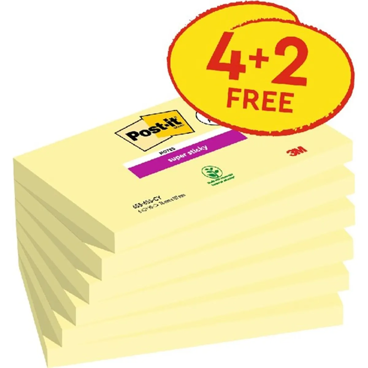 Post-it 7100259448 Super Sticky 655-SSCY 76x127mm 90 lap Öntapadós Jegyzettömb kanárisárga #2