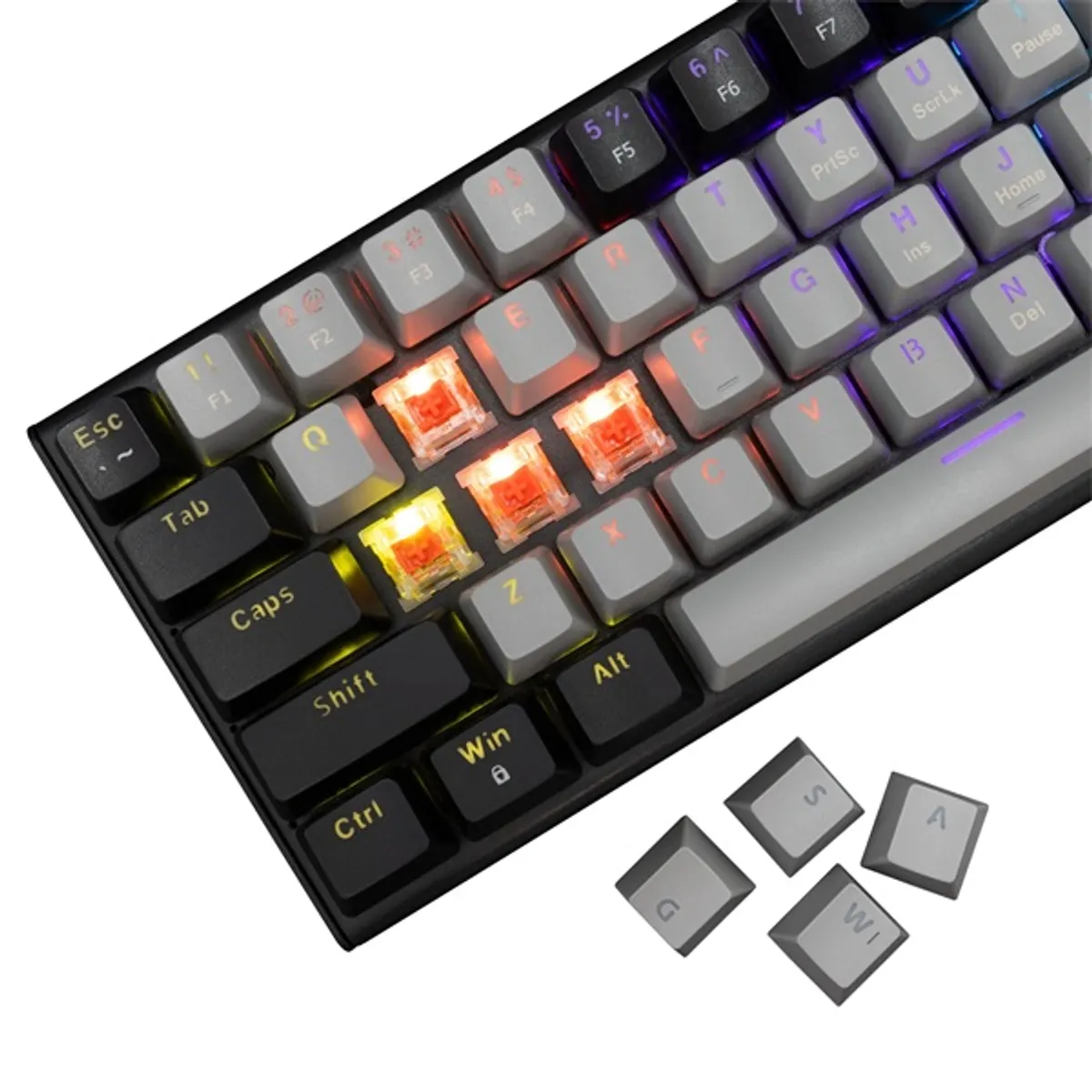 White Shark WS GK-002713V2-G-B/R-HU Wakizashi 2 szürke-fekete mechanikus piros kapcsolók USB RGB #3