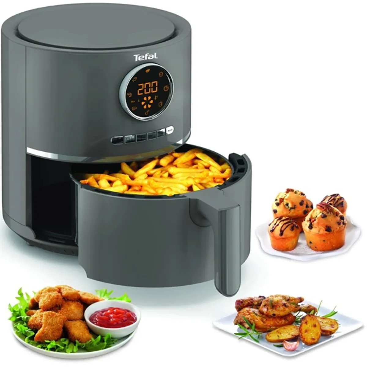 TEFAL 7211004635 Ultra Fry 4,2 L 1630 W szürke kijelzővel kivehető edény #1