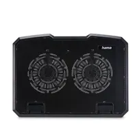 HAMA 00126806 Black Metal Notebook hűtőpad 2 db ventilátor, fekete, 15.6", USB-n működtethető, kék LED, dönthető