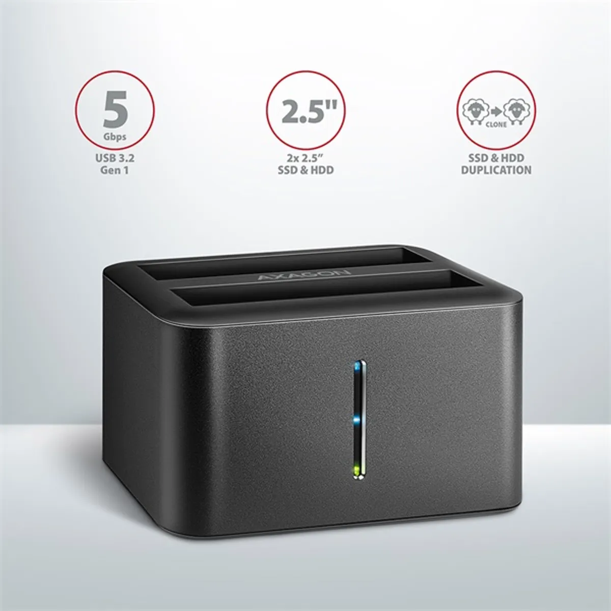 AXAGON ADSA-D25 duál dokkoló külső USB SATA 2,5" fekete #2