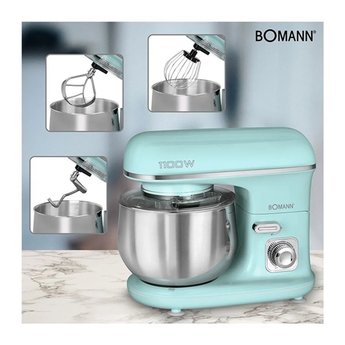 BOMANN KM 6030 CB menta zöld 1100 W 5 l rozsdamentes acél edény bolygó rendszerű forgás #2
