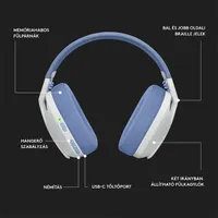 Logitech 981-001074 G435 Fejhallgató Lightspeed Bluetooth 10 m USB-C 20 Hz-20 kHz 45 Ohm Over-Ear Fehér-kék #9