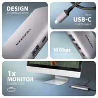 AXAGON HMC-6G2L USB-C 6in1 hub USB-C 10Gbps HDMI 4K60 2x USB-A 10Gbps RJ-45 1Gbps PD 3.0 100W 15 cm #3