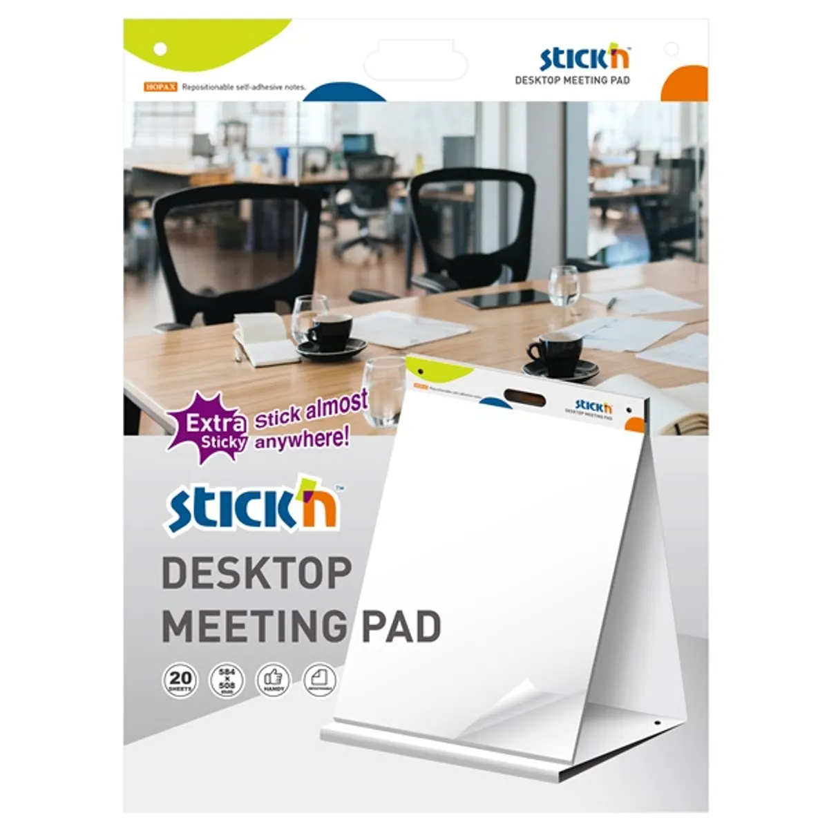 Stick`N 21794 asztali meeting tömb 58,4x50 cm 20 lap fehér öntapadó #3