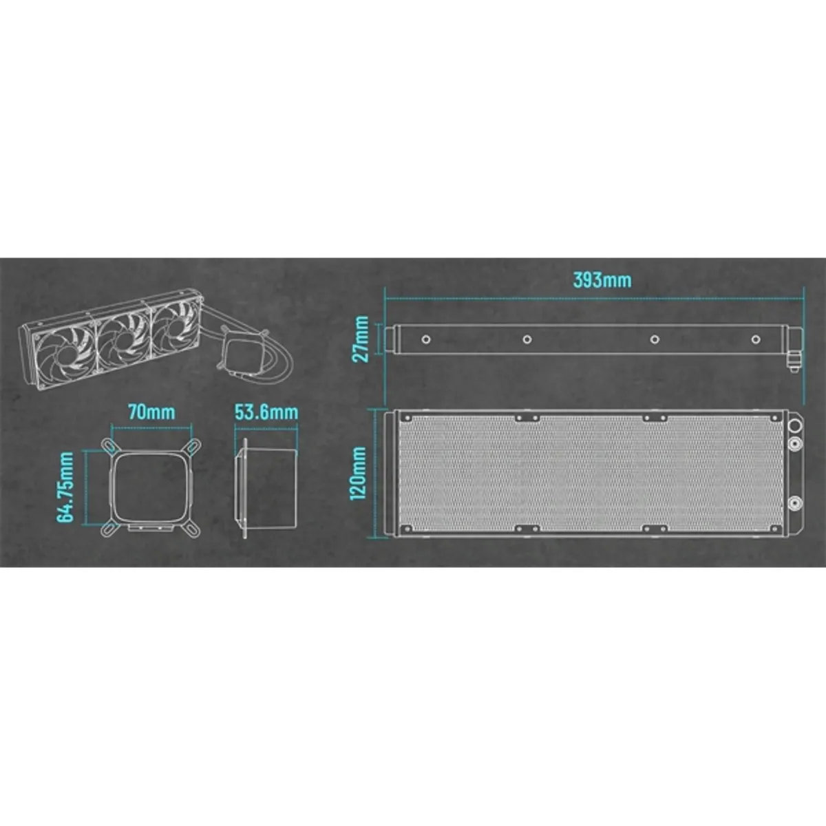 RAIDMAX LD360WT ARGB LD360 ARGB fehér LCD kijelzős vízhűtés 360 mm radiátor #7