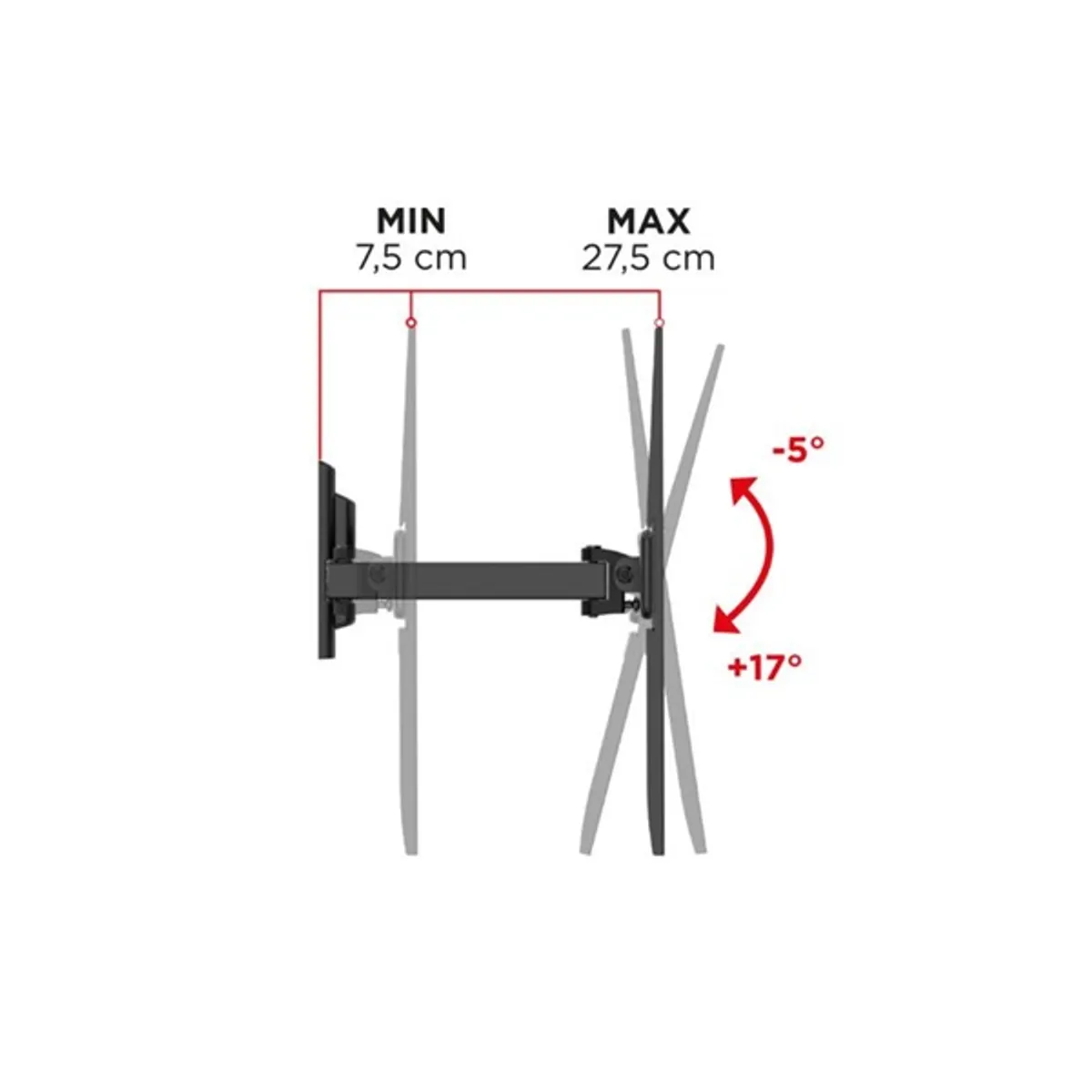 Meliconi 580468 Flatstyle FR400 40"-65" fekete csavaros rögzítés VESA 200x200;200x300;300x300;300x400;400x400 karos forgatható fali konzol #2