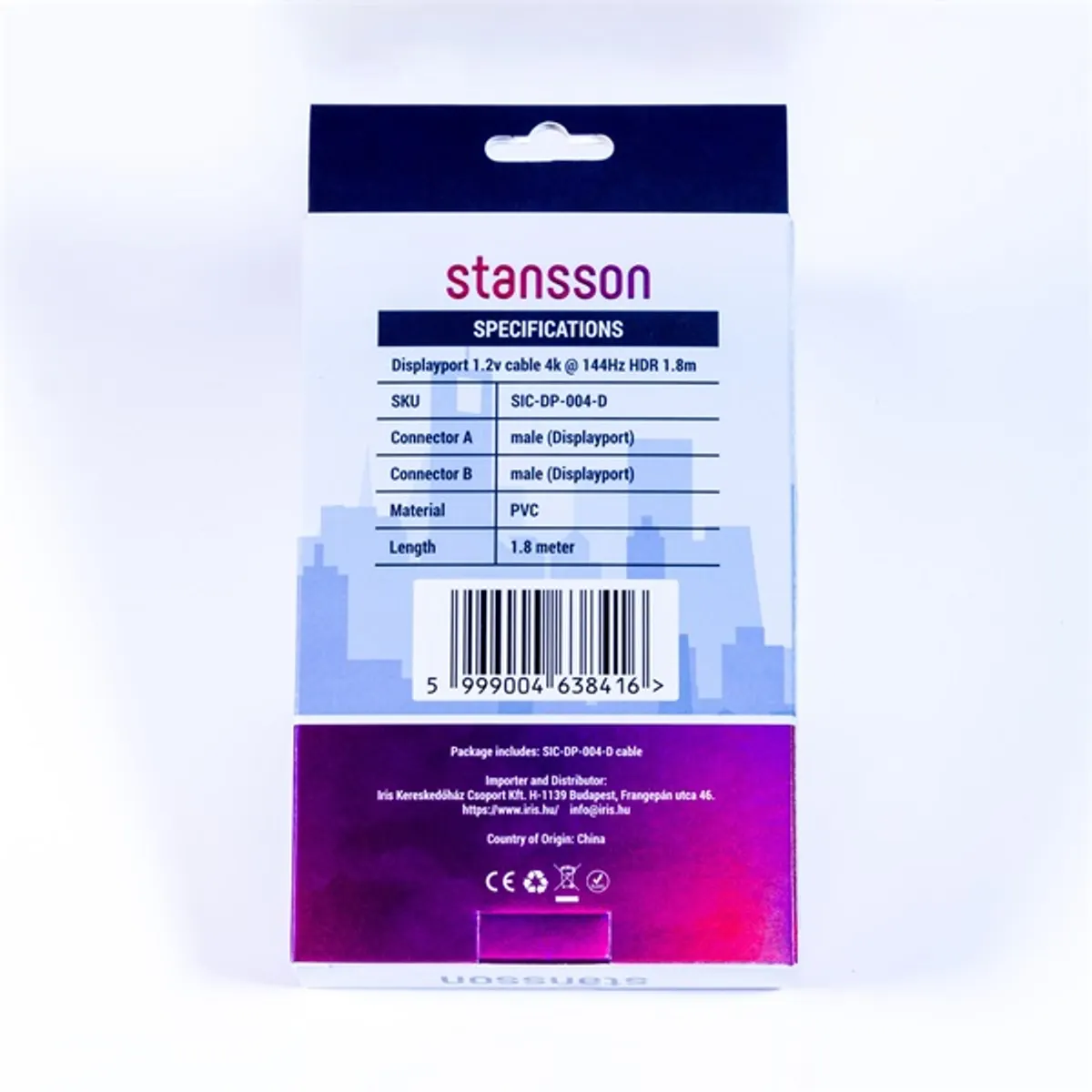 Stansson SIC-DP-004-D DisplayPort kábel 1,8 m v1.2 4K HDR 144 Hz #4