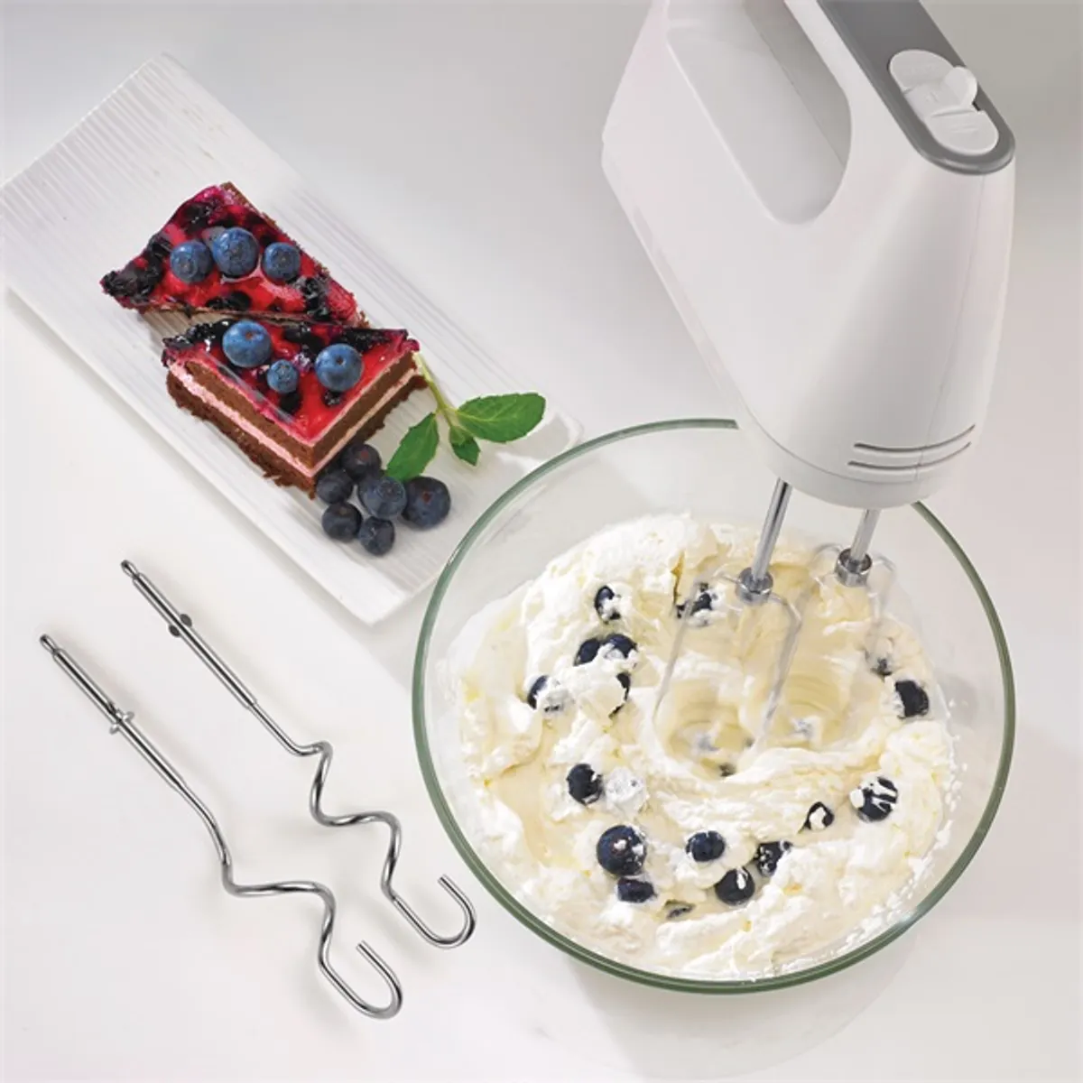 Gorenje 735619 M420CW fehér kézi mixer 450 W 5 fokozat Turbo dagasztás keverés 130 cm kábel #6