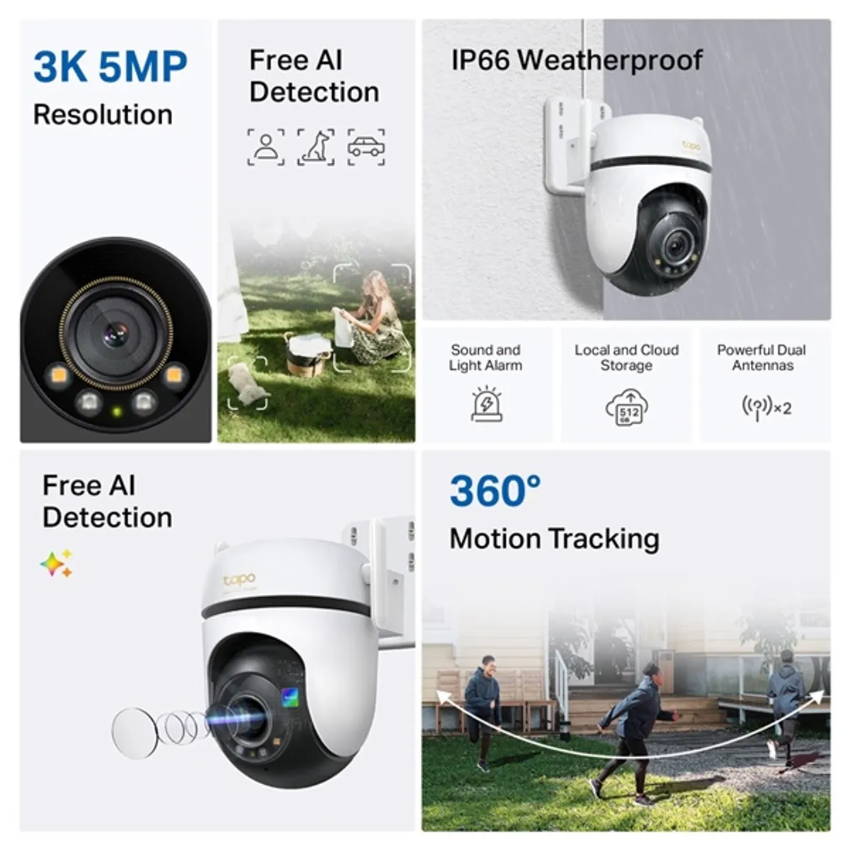 TP-LINK TAPO C530WS kültéri IP kamera, 5MP színes éjjellátó, IP66, pan-tilt 340°/60°, AI mozgás- és személyfelismerés, microSD 512GB, WiFi és Ethernet, felhő Tapo Care #5