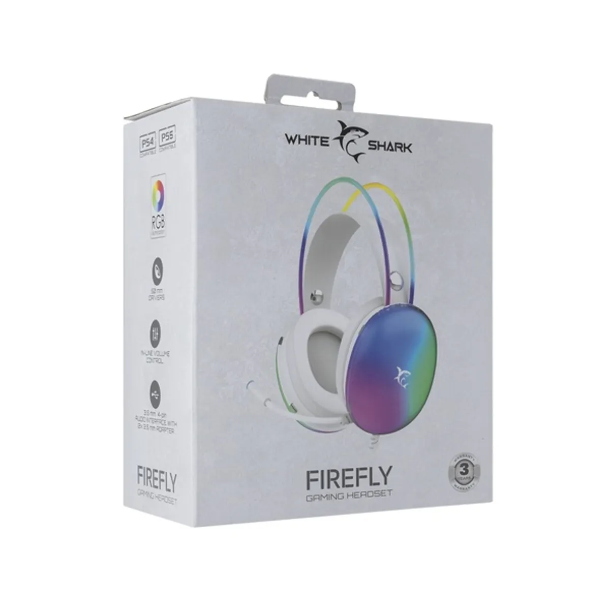 White Shark WS GH-2342W Firefly 2.0 fejhallgató fehér 50 mm 20-20000 Hz 20 ohm 117 dB 210 cm USB 3,5 mm balos mikrofon #7
