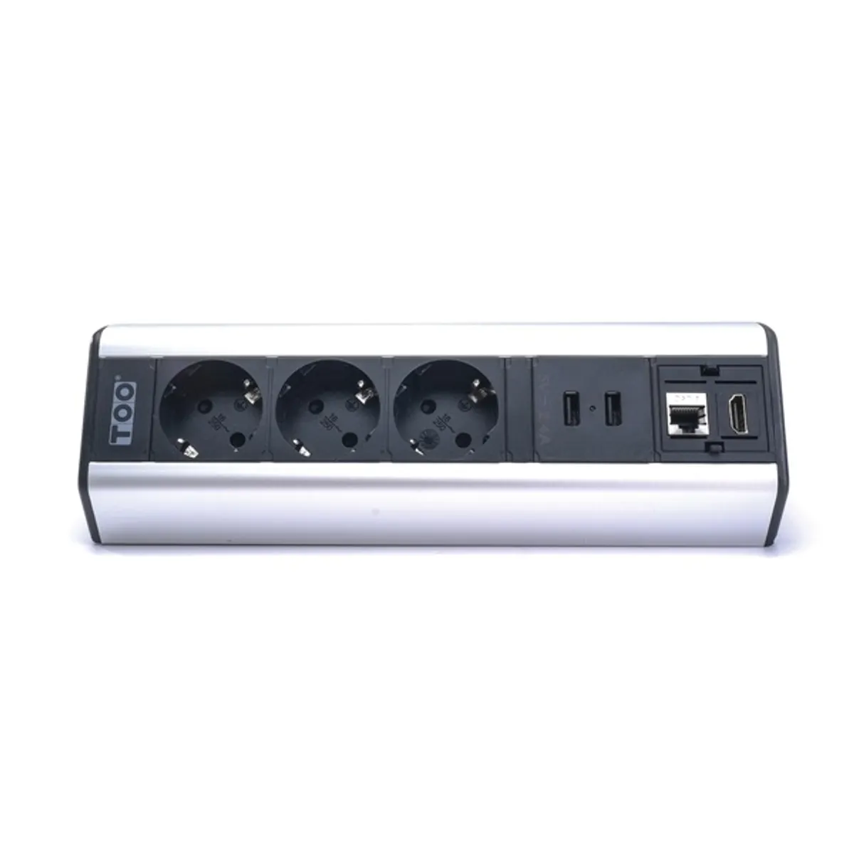 TOO DPS-114-3S asztalra rögzíthető elosztó 3 aljzat 2x USB-A HDMI RJ45 ezüst 1.8 m #2