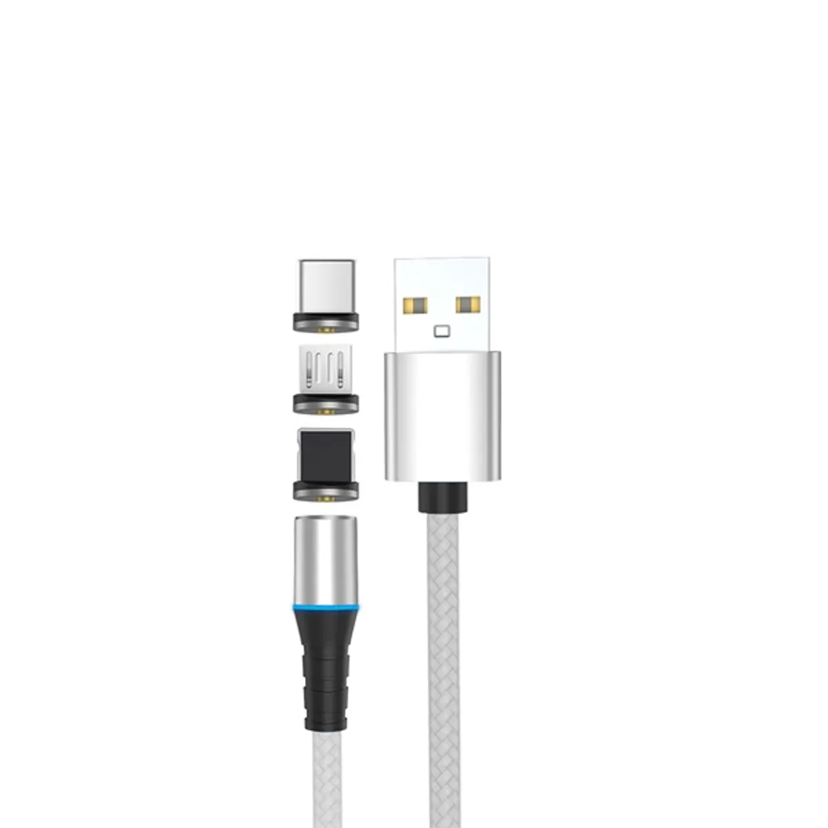 Stansson CL-158 3in1 mágneses fejű kábel fehér 100 cm usb-a lightning usb-c micro-usb #1