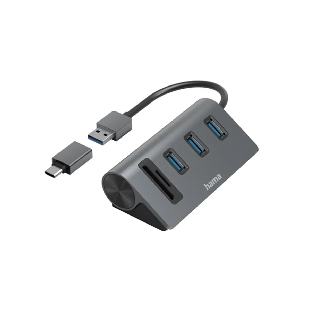 HAMA 00200140 USB hub USB Type A SD és Micro SD foglalat 5000 Mbps 3 USB portok táp nélküli #1