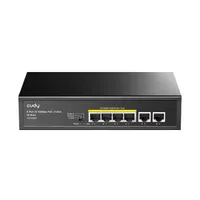 CUDY FS1006P 6-portos 10-100 Mbps PoE switch, fémház, 4 PoE port, VLAN támogatás, PoE max 60W, 1 PoE+ port, 2x uplink