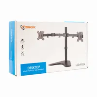 SBOX LCD-F024 asztali dupla monitor tartó konzol 2x monitor VESA 75x75/100x100 max 16 kg tilt 45°, forgatás 360°, rotáció 180°, 13"-32", fekete #3