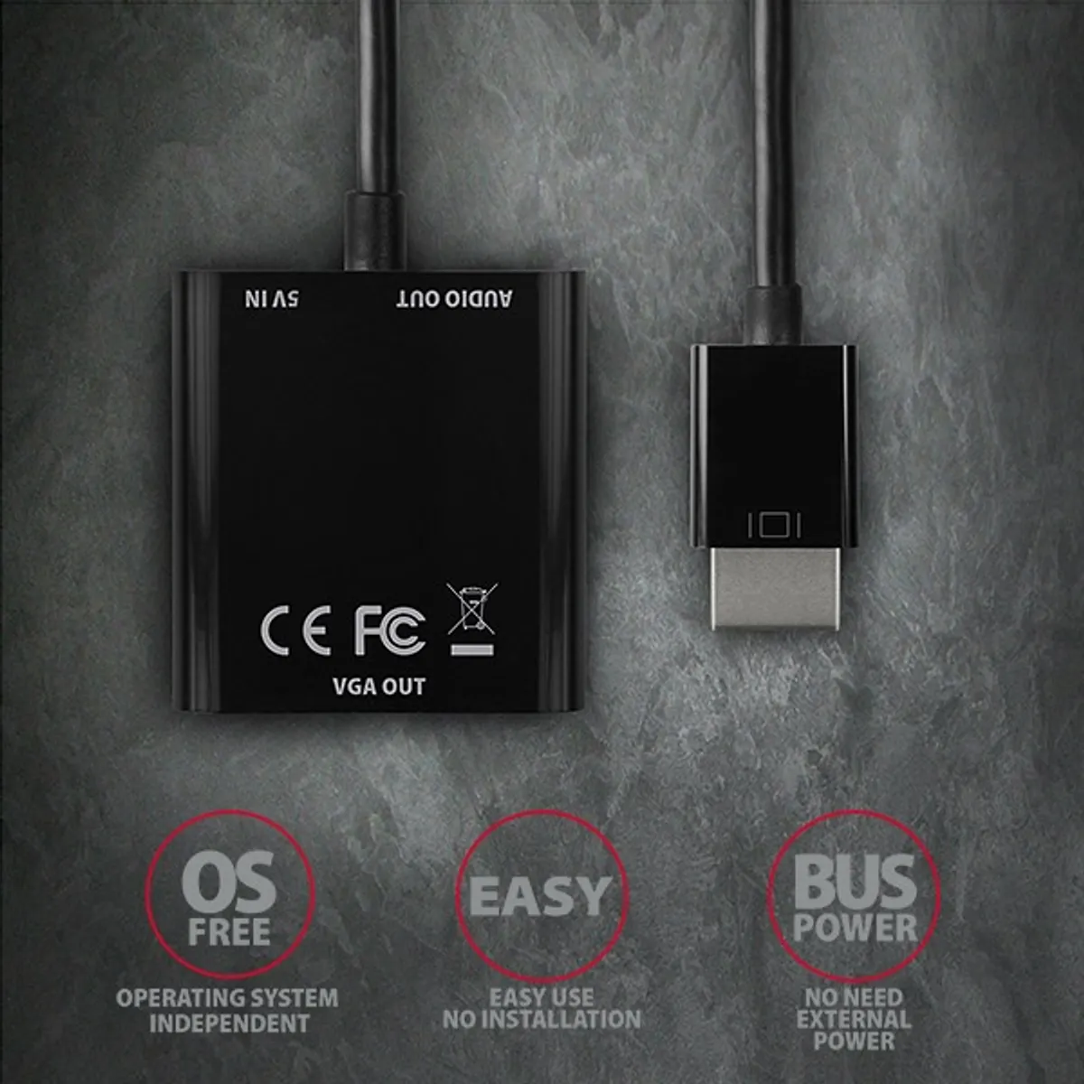 Axagon rvh-vgan hdmi - vga adapter fekete 15 cm dobozos #7