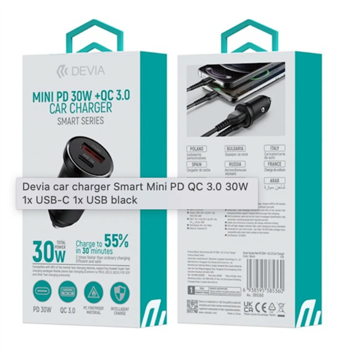 Devia ST385360 Smart mini PD 30W autós töltő USB-A és USB-C QC 3.0 PD 3.0 12-24 V univerzális #10